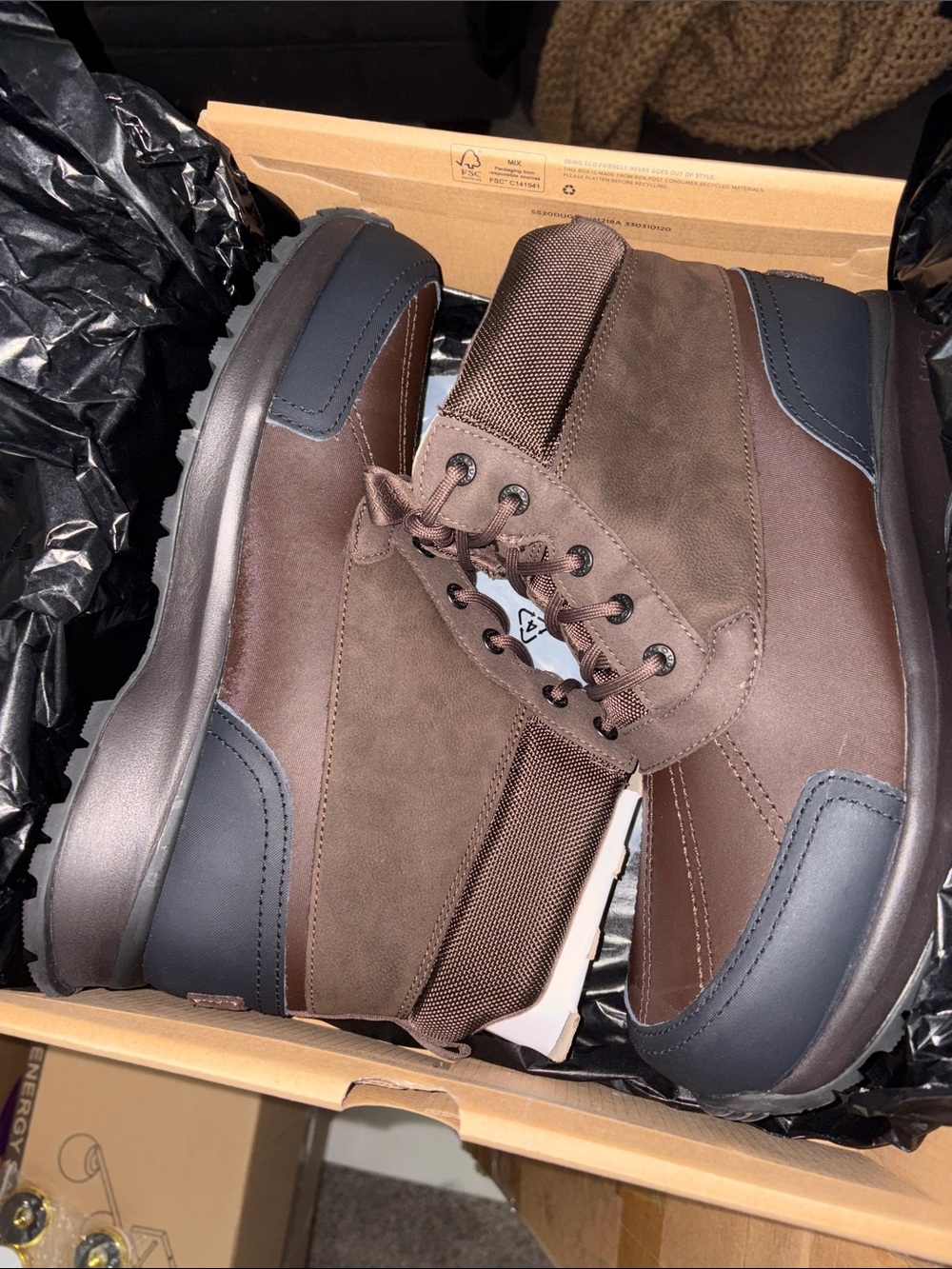 UGG Men's Brown Lace-Up Waterproof Work Boots